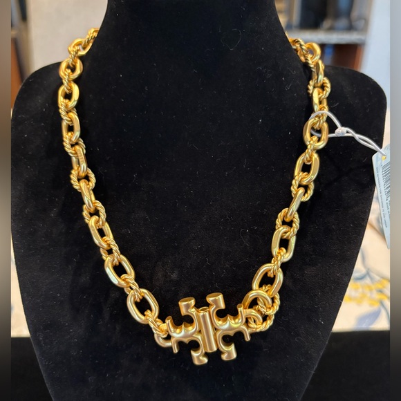 Tory Burch Jewelry - Tory Burch Gold Chain Necklace with Logo Pendant